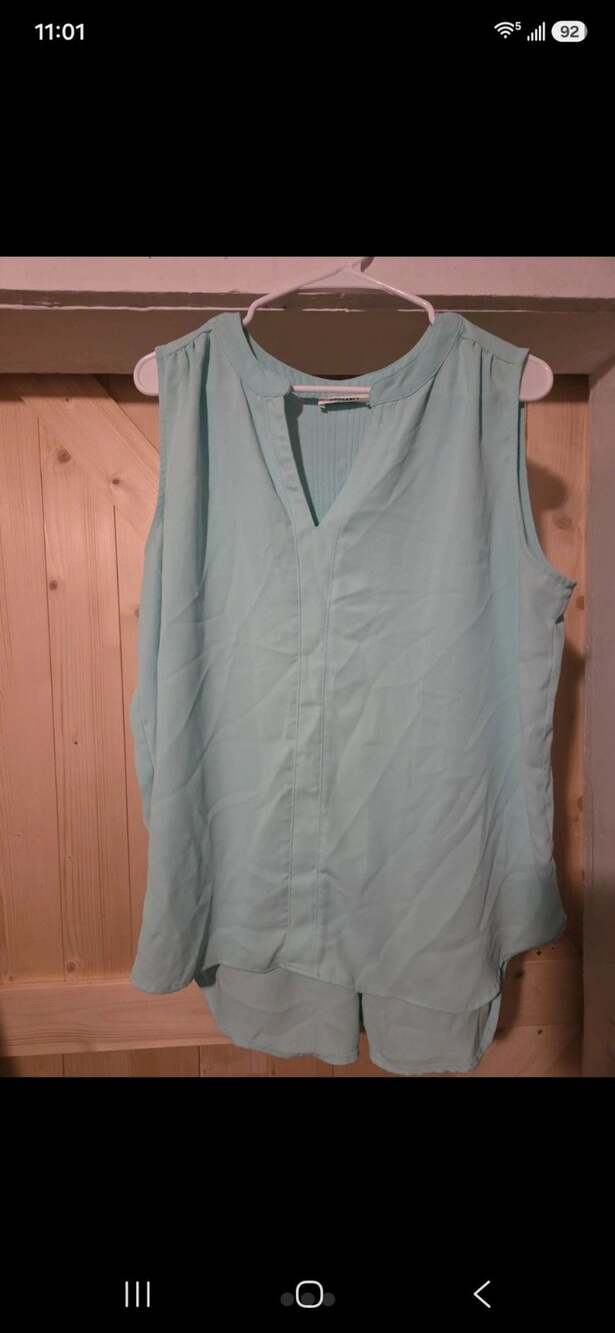 Zenana Mint Green Sleeveless High Low Tunic Blouse Size L